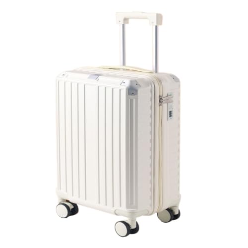 ikleu Koffer Neu verbesserter Koffer, Passwortbox for Herren und Damen, wiederaufladbar, tragbar, Leichter High-End-Koffer Suitcase (Color : White, Size : 22in) von ikleu