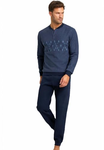 Il Granchio Herren-Schlafanzug für den Winter, warm, Jacquard, Schlafanzug für Herren, Plüsch, Wolloptik, 2075 Jeans, M von il granchio