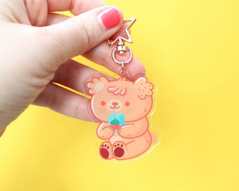 Paco Der Bär Acryl Schlüsselanhänger Rosegold Sternclip, Kawaii-Figur Paco Der Bär Acryl Schlüsselanhänger Rosegold Sternclip, Kawaii-Figur von ilariapops