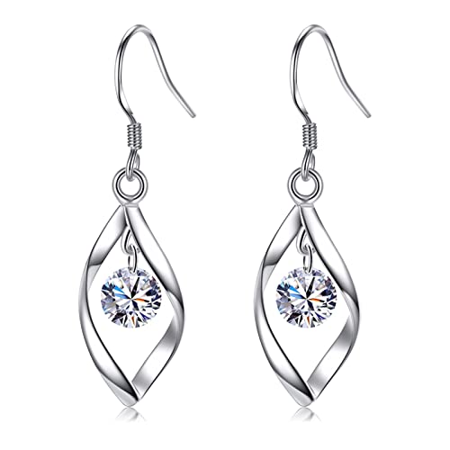 Ohrringe Hängend Ohrhänger mit Zirkonia,Ohrringe Silber 925 Hängend Lang Ohrstecker Silber 925 für Damen Herren Mädchen von ilasif