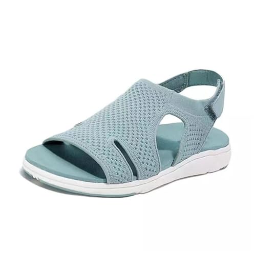 Fischmaul Sandalen mit Sneaker Sohle, Slingpumps Sandaletten mit Klettverschluss, Ultraleichte Strick Mesh OrthopäDische Slide Sport Sandalen, Weiche Sohle für Strand Outdoor, (Size:39EU,Color:blue1) von ilbcavne