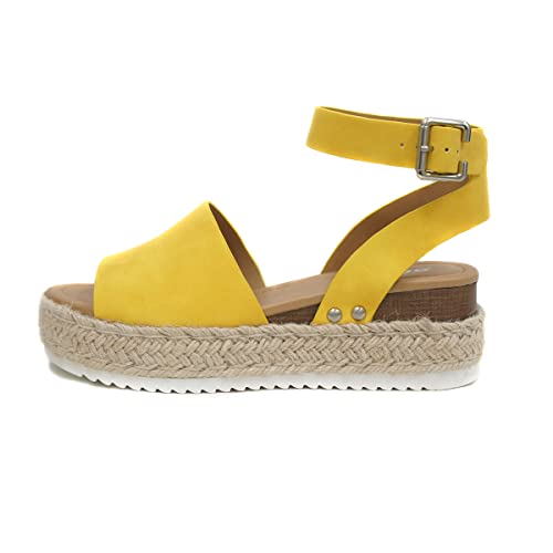 Slingback Sandalen Damen Plateau, 2022 Sommer Espadrilles Flach Plattform Keilsandalen mit Schnalle, Peep Toe Fischmaul Strandsandalen, Modische Freizeit Sommerschuhe von ilbcavne