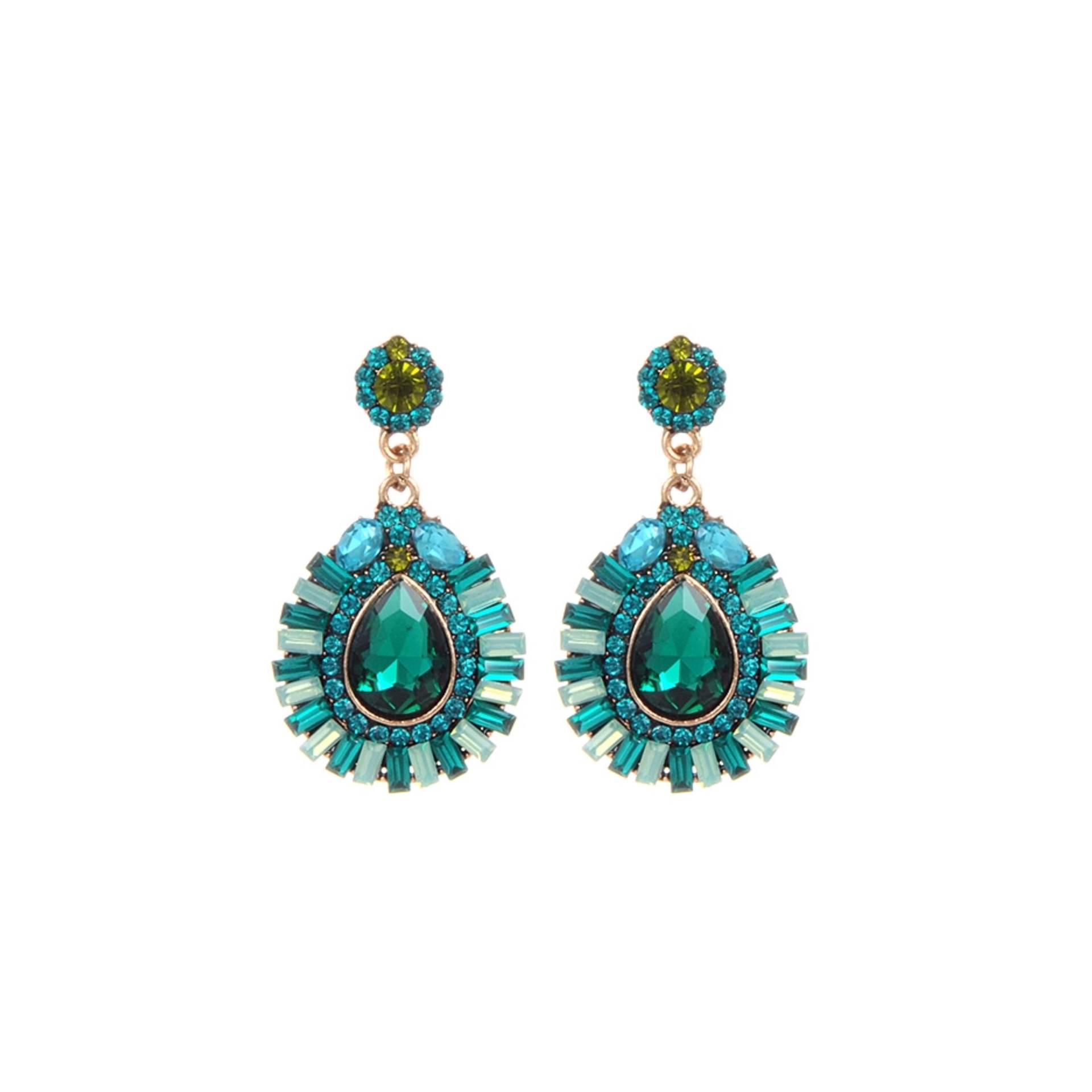Elegante Tropfen-Ohrringe Mit Grünen Und Blauen Kristallen - Schmuck Für Besondere Anlässe Elegante Tropfen-Ohrringe Mit Grünen Und Blauen Kristallen - Schmuck Für Besondere Anlässe von ilbolli