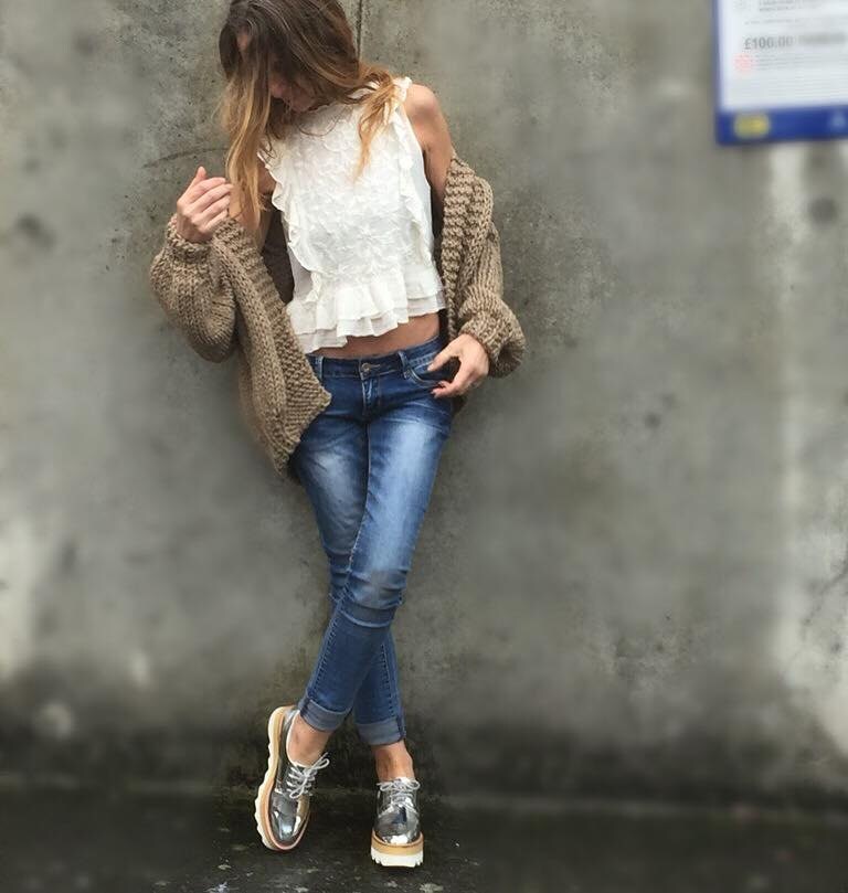 Handgestrickte Alpaka Bomberjacke Beigefarbener Grobstrick Pullover von ileaiye