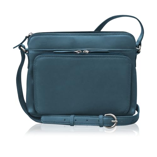 ili New York 6333 Leder-Schultertasche, seitlicher Organizer, jeans blue, Einheitsgröße von ili New York