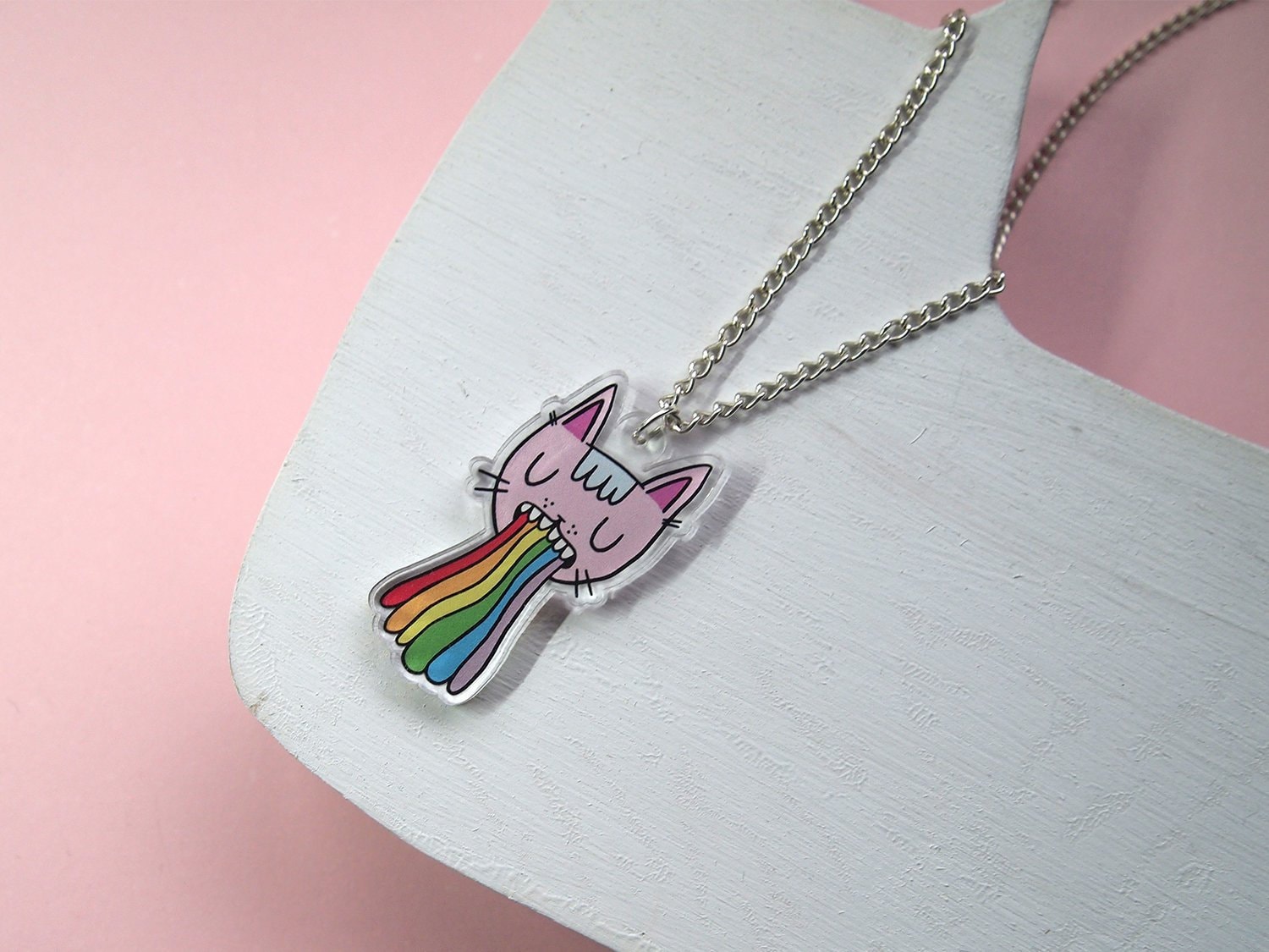 Regenbogen Katze Halskette Regenbogen Katze Halskette von ilikeCATSshop