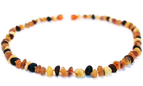 Bernstein-Halskette – Größe 46 cm – 100% echte unbehandelte Baltische Bernstein-Perlen – Erwachsene Herren Damen – authentischer Heilschmuck – verpackt in Organza-Geschenkbeutel MLT.U-BRQ46 von Lupsty