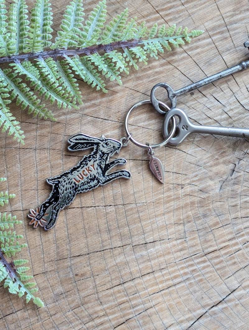 Lucky Rabbit Foot Silberne Emaille-Häschen Als Schlüsselanhänger von ilikesara