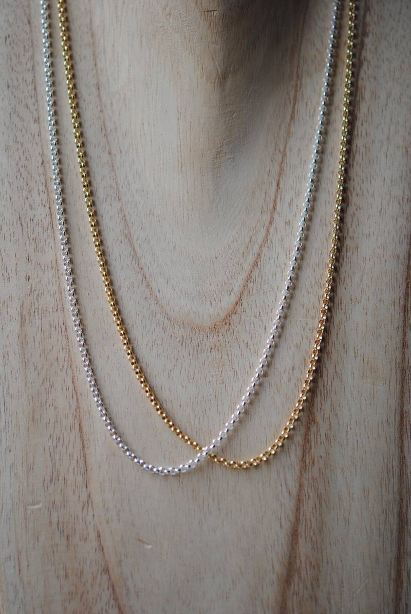 Kette Silber -Oder Vergoldet /2, 2mm/ 925 Sterling Silber, Gliederkette, Erbskette, in Verschiedenen Längen von iliosDesignerSchmuck