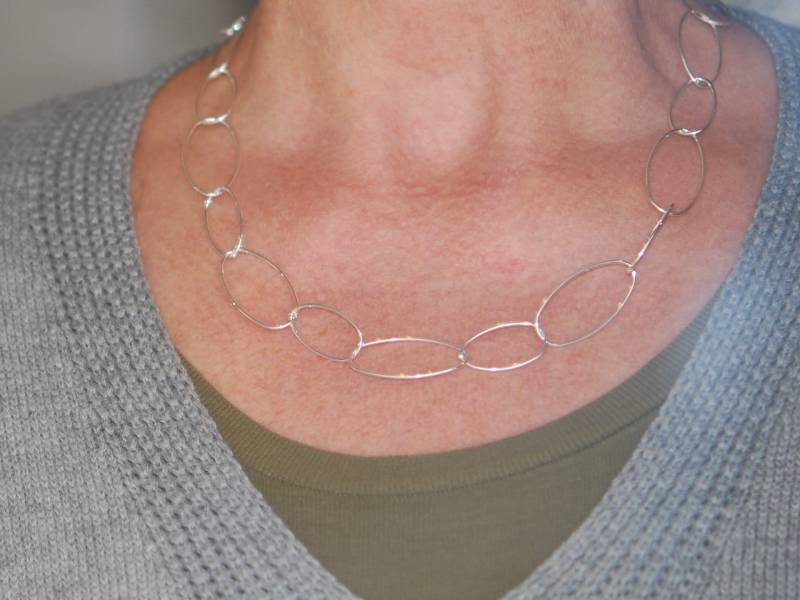 Silberkette, Ovale Silberloops, 925 Sterling Silber, 50cm | Oder 90cm, Zur Zeit Ausverkauft, Erst Wieder Ab Mitte/Ende Oktober Erhältlich von iliosDesignerSchmuck