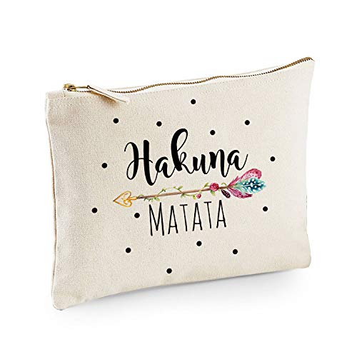 Canvas Pouch Tasche mit Spruch Hakuna Matata & Pfeil Motiv Punkte Waschtasche Kulturbeutel individuell Bedruckt cl8 ilka parey wandtattoo-welt® von ilka parey wandtattoo-welt