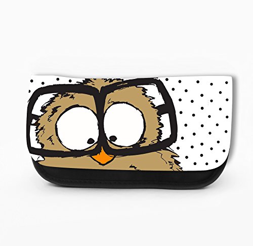 Federtasche Federmäppchen Stiftetasche Kosmetiktasche Federmappe mit Eulen Eule Eulchen Pepe Glückstasche schwarz f020 von ilka parey wandtattoo-welt