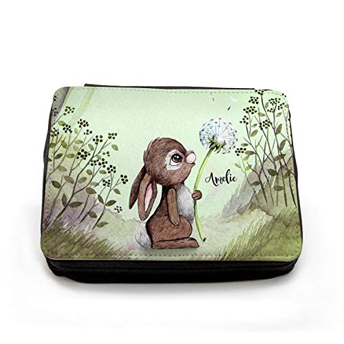 Gefüllte Federtasche Hase mit Pusteblume im Wald Schulstart Federmappe individuelles Federmäppchen & Wunschnamen fm227 ilka parey wandtattoo-welt® von ilka parey wandtattoo-welt