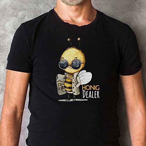 Herren T-Shirt mit Biene Bienchen Bee Spruch Honig Dealer Shirt schwarz in 4 Größen hs14 - ausgewählte Farbe: *schwarz* ausgewählte Größe: *L* von ilka parey wandtattoo-welt