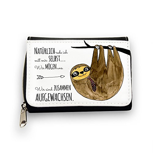 ilka parey wandtattoo-welt© Geldbörse Brieftasche Portemonnaie Faultier auf Baum mit Spruch natürlich rede ich mit Mir selbst.. gk084 von ilka parey wandtattoo-welt