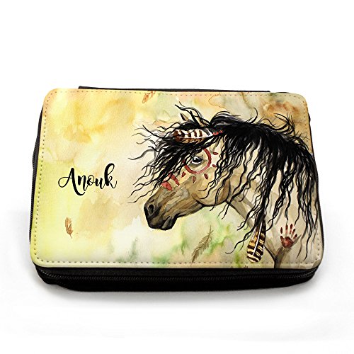 ilka parey wandtattoo-welt® Gefüllte Federtasche Federmappe Pferd Wildpferd mit Federn und Wunschnamen fm103 von ilka parey wandtattoo-welt