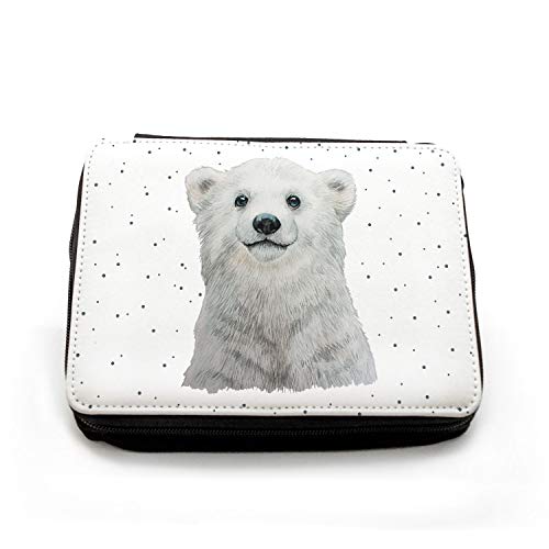 ilka parey wandtattoo-welt Gefüllte Federtasche Eisbär Bär mit Punkte Schulstart Federmappe individuelles Federmäppchen & Namen Wunschnamen fm197 von ilka parey wandtattoo-welt