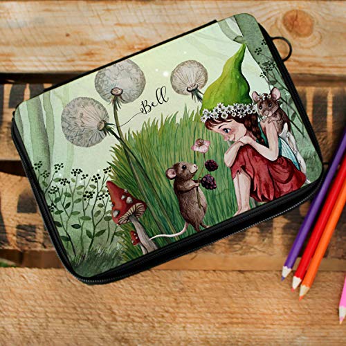 ilka parey wandtattoo-welt Gefüllte Federtasche Elfe Fee mit Maus Pilz Pusteblume Schulstart Federmappe individuelles Federmäppchen & Namen Wunschnamen fm192 von ilka parey wandtattoo-welt