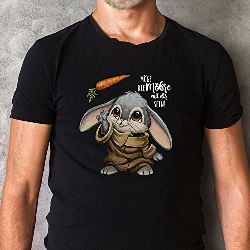 ilka parey wandtattoo-welt Herren T-Shirt mit Hase Bunny Spruch Möge die Möhre mit dir Sein Shirt schwarz in 4 Größen hs16 - ausgewählte Farbe: *schwarz* ausgewählte Größe: *XL* von ilka parey wandtattoo-welt