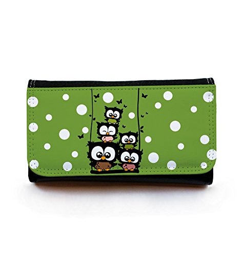 ilka parey wandtattoo-welt Portemonnaie Geldbörse Eulen auf Schaukel Eulenschaukel Olive gbg026 von ilka parey wandtattoo-welt