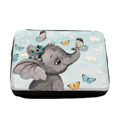 ilka parey wandtattoo-welt Schultertasche Schultasche Tasche Umhängetasche Federtasche Federmappe Elefant Schmetterlinge Wunschname Geschenk Bundle47 tsu105 fm250 - ausgewählte Größe: *Federmappe* von ilka parey wandtattoo-welt
