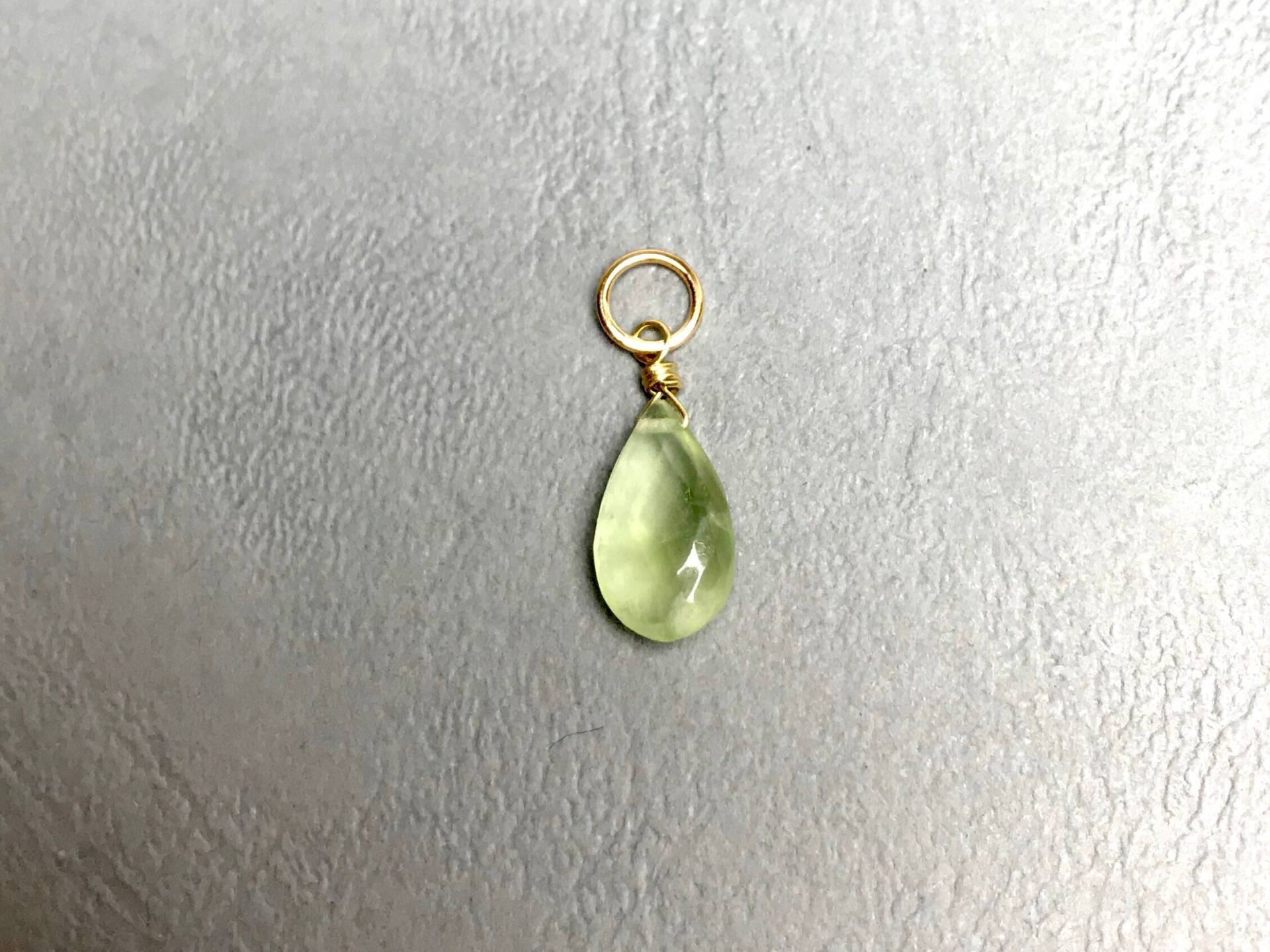 Prehnit Anhänger 14K Gold , Edelstein Tropfen, Echter Goldschmuck, Grüner Anhänger, Geschenk Für Sie Weihnachten, 585Er von ilkajewels