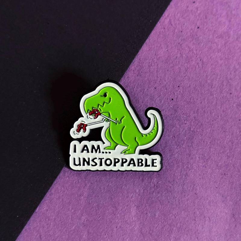 I Am Unstoppable Dinosaur Enamel Pin - Lustiger Dino Pin, Motivations Geschenk, Cute Funny Für Jacken & Taschen von illeux