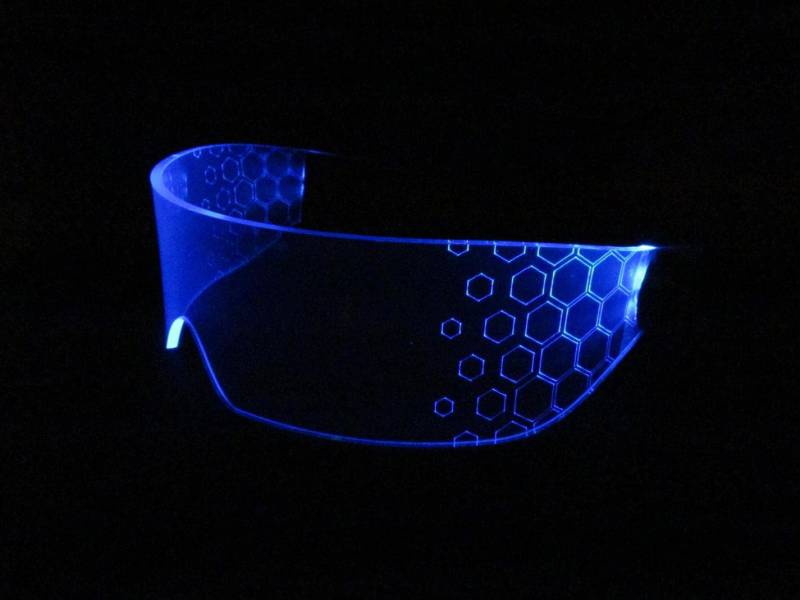 Das Original Beleuchtete Cyberpunk Cyber Goth Visier Hex Neon Blau Das Original Beleuchtete Cyberpunk Cyber Goth Visier Hex Neon Blau von illumicyberwear