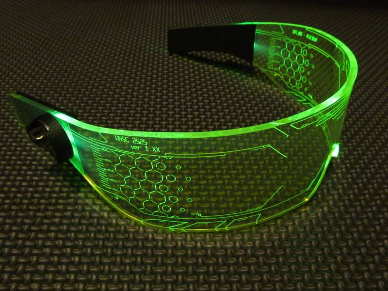 Das Original Beleuchtete Cyberpunk Cyber Goth Visier Warchief Grün Das Original Beleuchtete Cyberpunk Cyber Goth Visier Warchief Grün von illumicyberwear