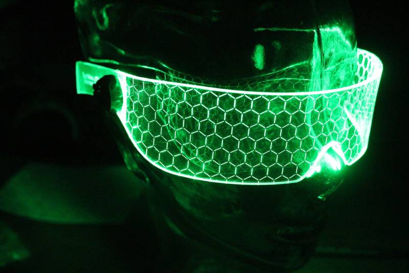V1 Compound Clear Wähle Deine Led Farbe Das Original Beleuchtete Cyberpunk Cyber Goth Visier von illumicyberwear