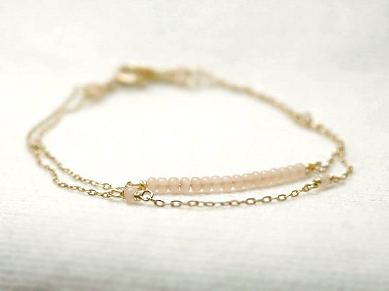 Doppelstrang Perlenarmband - Zartrosa Perlen Auf Gold Zarter Schmuck Doppelstrang Perlenarmband - Zartrosa Perlen Auf Gold Zarter Schmuck von illusy