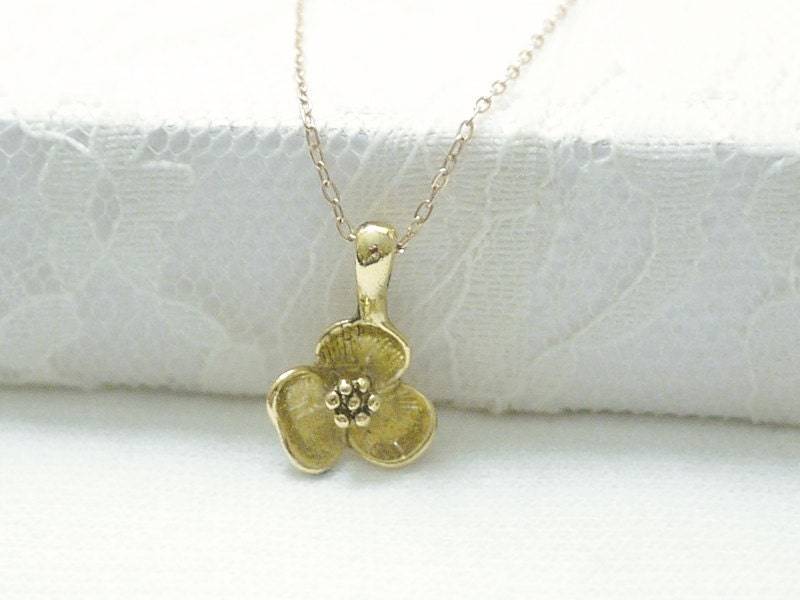 Goldblumen Kette - Anhänger Charm An Gold Filled Schlichter Zierlicher Schmuck Goldblumen Kette - Anhänger Charm An Gold Filled Schlichter Zierlicher Schmuck von illusy