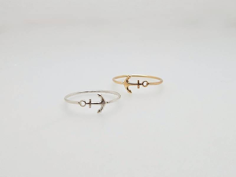 Kleiner Anker Ring - Gold Silber Seitlicher Hoffnung Versprechen Illusorisch von illusy