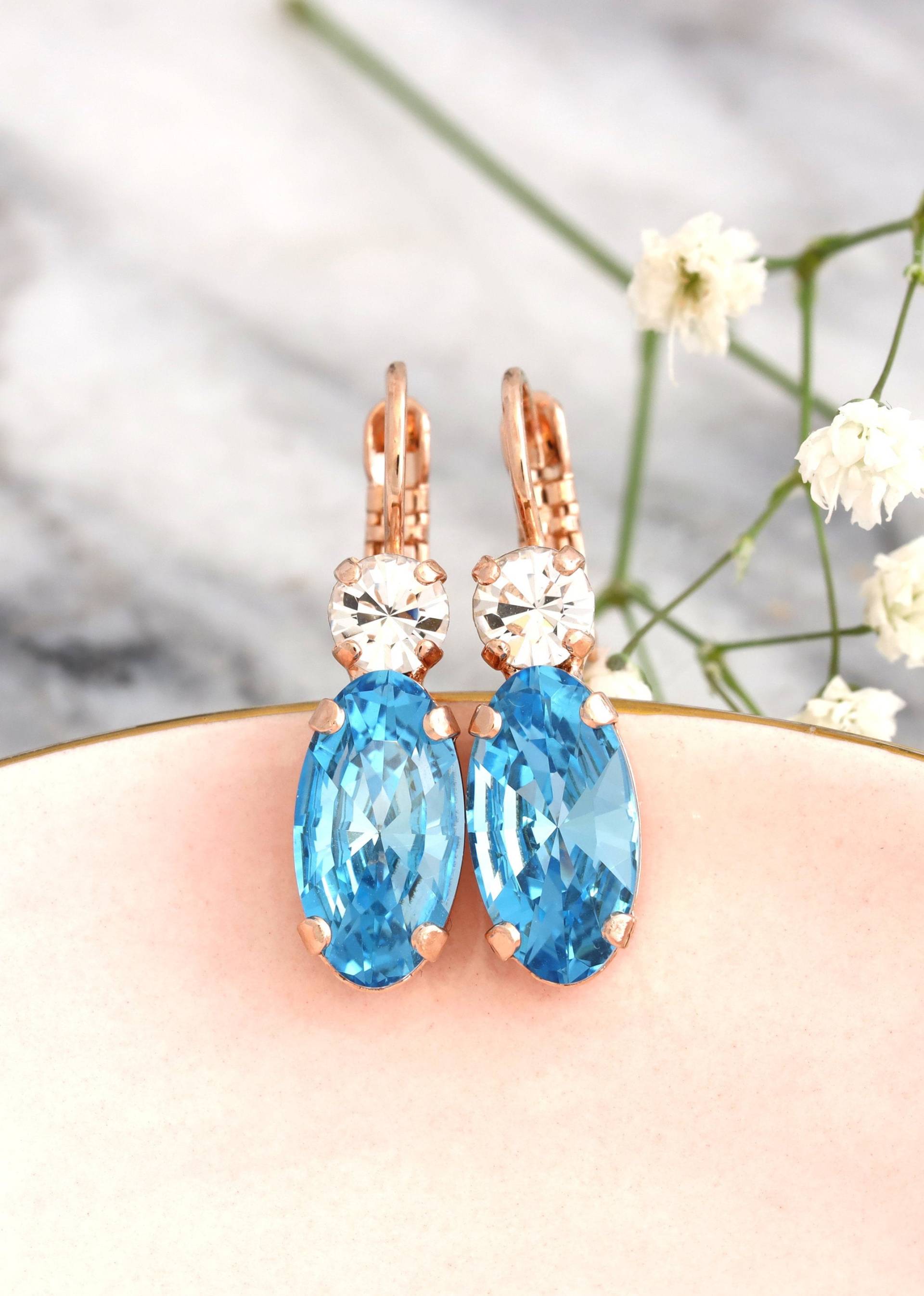 Aquamarin Ohrringe, Tropfen Braut Kristall Brautjungfern Hellblaue Tropfenohrringe von iloniti