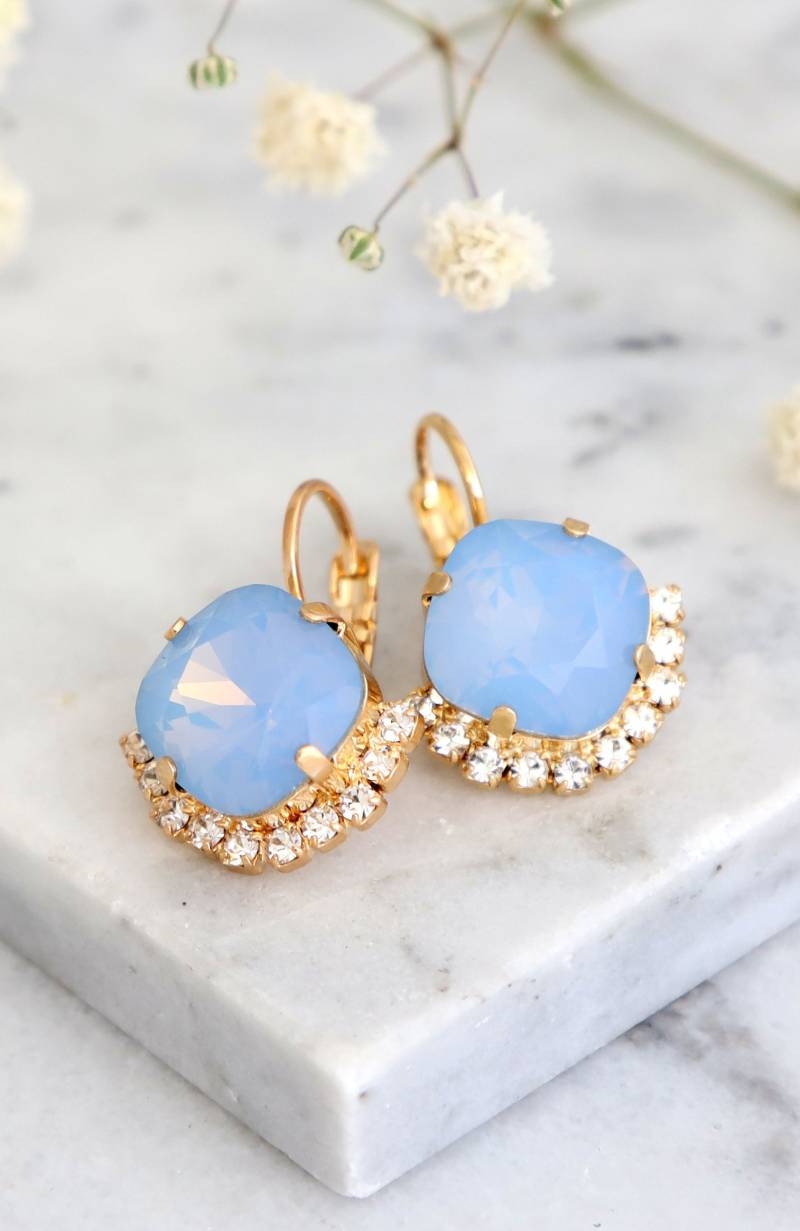 Blaue Tropfen Ohrringe, Hellblaue Kristall Braut Dusty Blau Pulverblau Ohrringe Opal, Geschenk Für Sie von iloniti