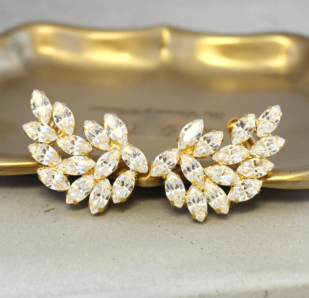 Braut Ohrringe, Ohrhänger, Swarovski Ohrkriecher, Kristallohrringe von iloniti