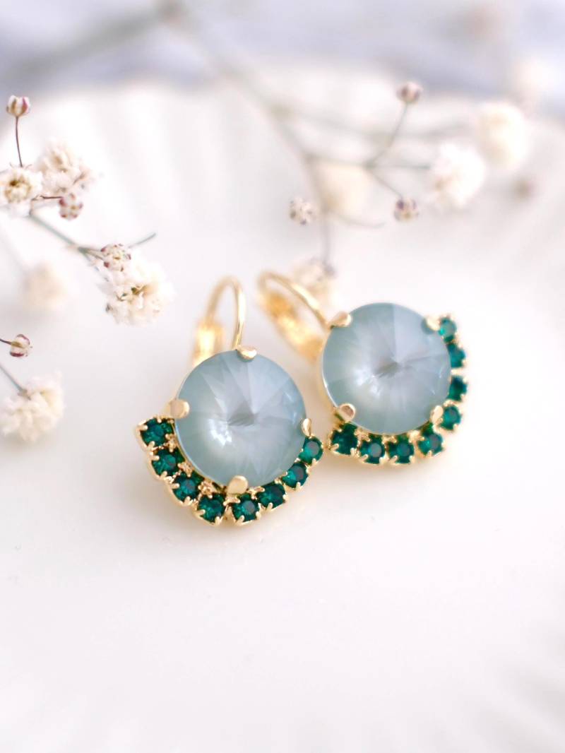 Grüne Ohrringe, Hellgrüne Kristallohrringe, Geschenk Für Sie, Brautjungfern Agave Pistazien Salbei Grün von iloniti