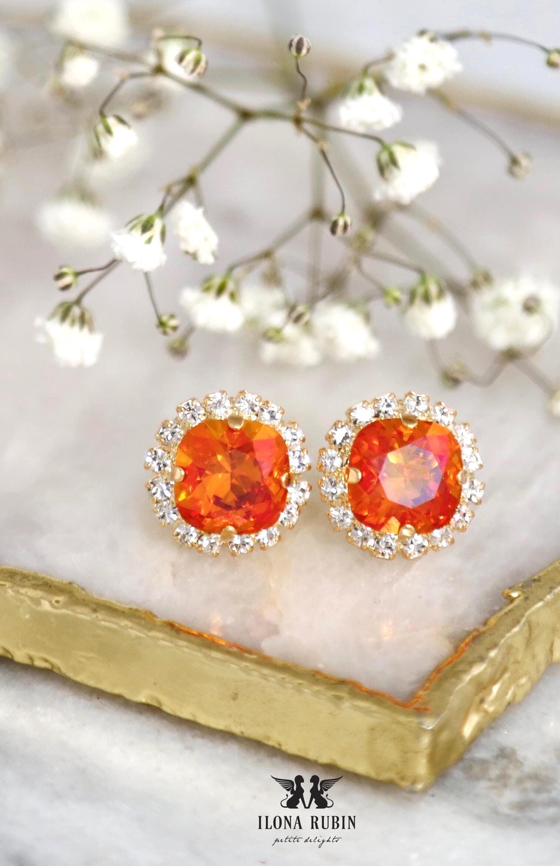 Orange Ohrstecker, Gebrannte Astral Rosa Seltene Kristallohrringe, Geschenk Für Sie von iloniti