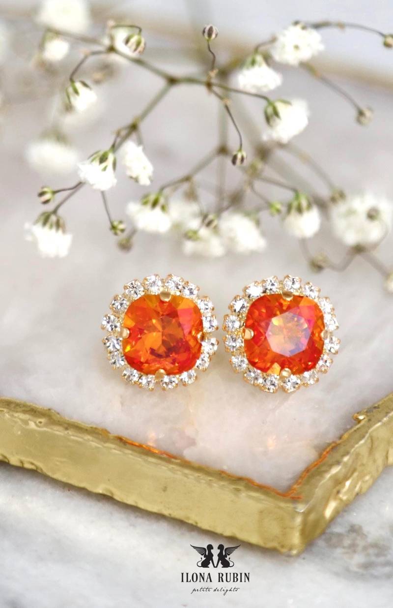 Orange Ohrstecker, Gebrannte Astral Rosa Seltene Kristallohrringe, Geschenk Für Sie von iloniti