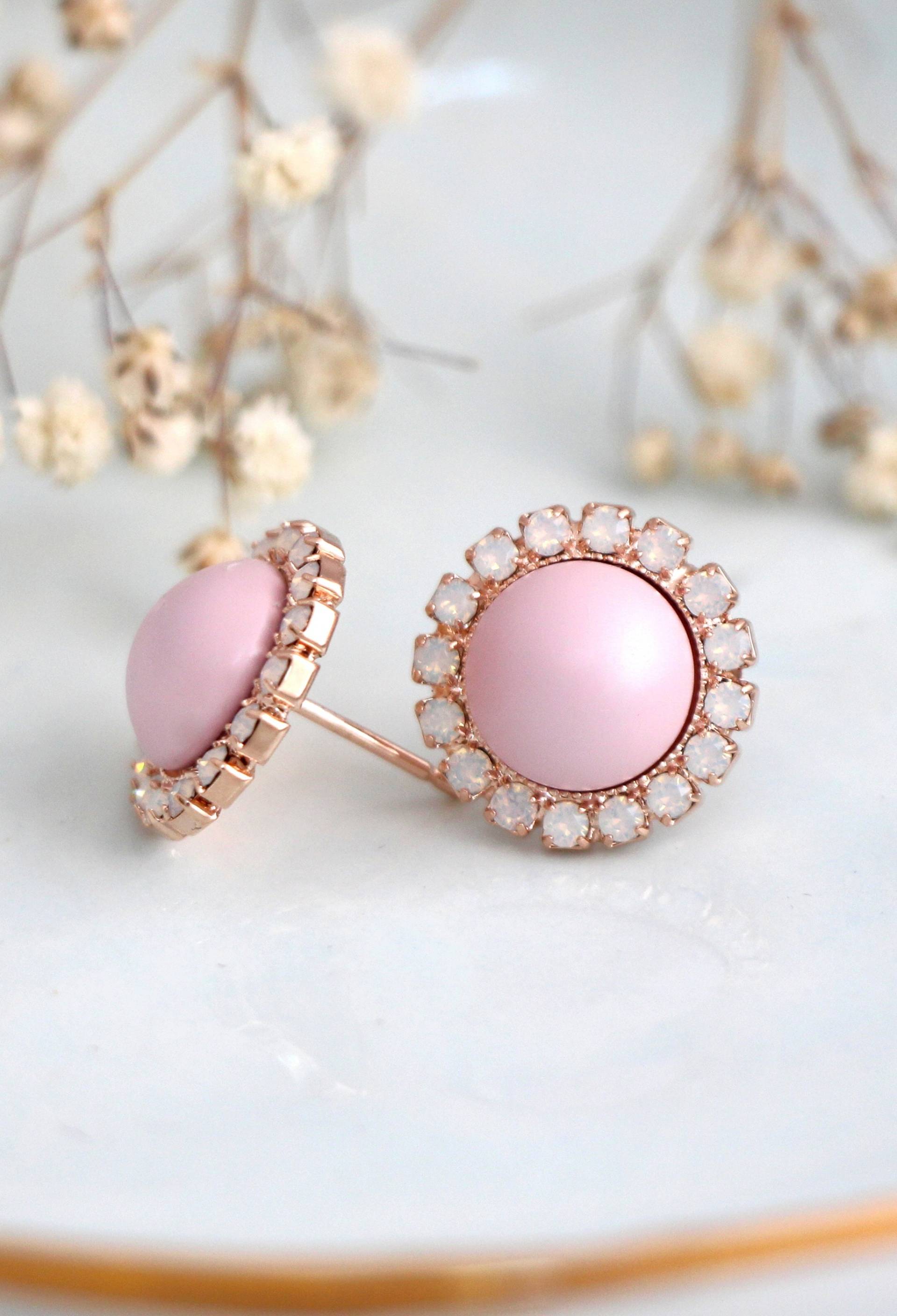 Rosa Ohrringe, Dusty Brautjungfern Kristall Baby Ohrstecker, Braut Geschenk Für Sie Rosa Ohrringe, Dusty Brautjungfern Kristall Baby Ohrstecker, Braut Geschenk Für Sie von iloniti