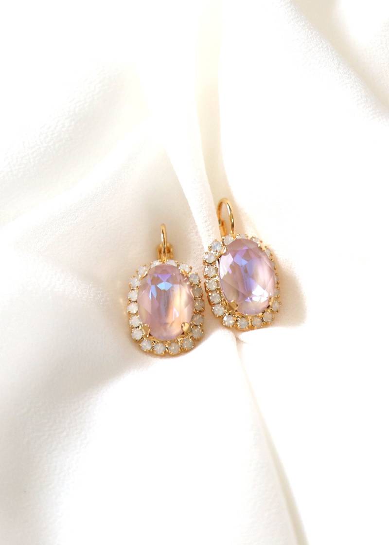 Rosa Tropfen Ohrringe, Altrosa Opal Braut Kristallohrringe, Geschenk Für Mutter, Brautjungfern Ohrringe von iloniti