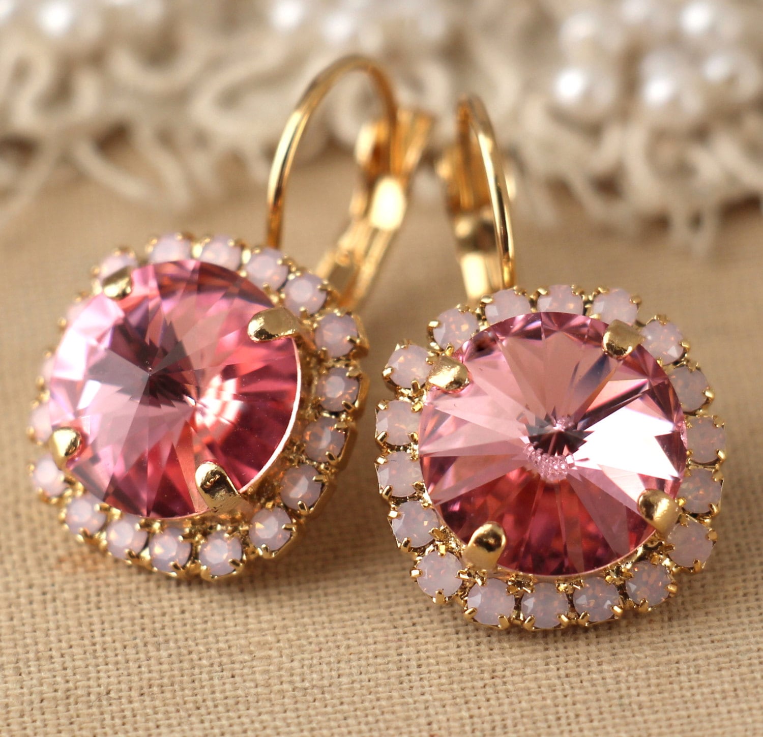 Rosa Tropfen Ohrringe, Rose Kristall Hellrosa Brautjungfern Geschenk Für Frauen, Braut Patel Ohrringe von iloniti