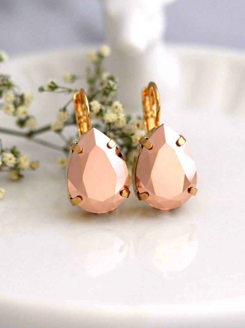 Rose Gold Braut Ohrringe, Brautjungfern Tropfen Ohrringe von iloniti
