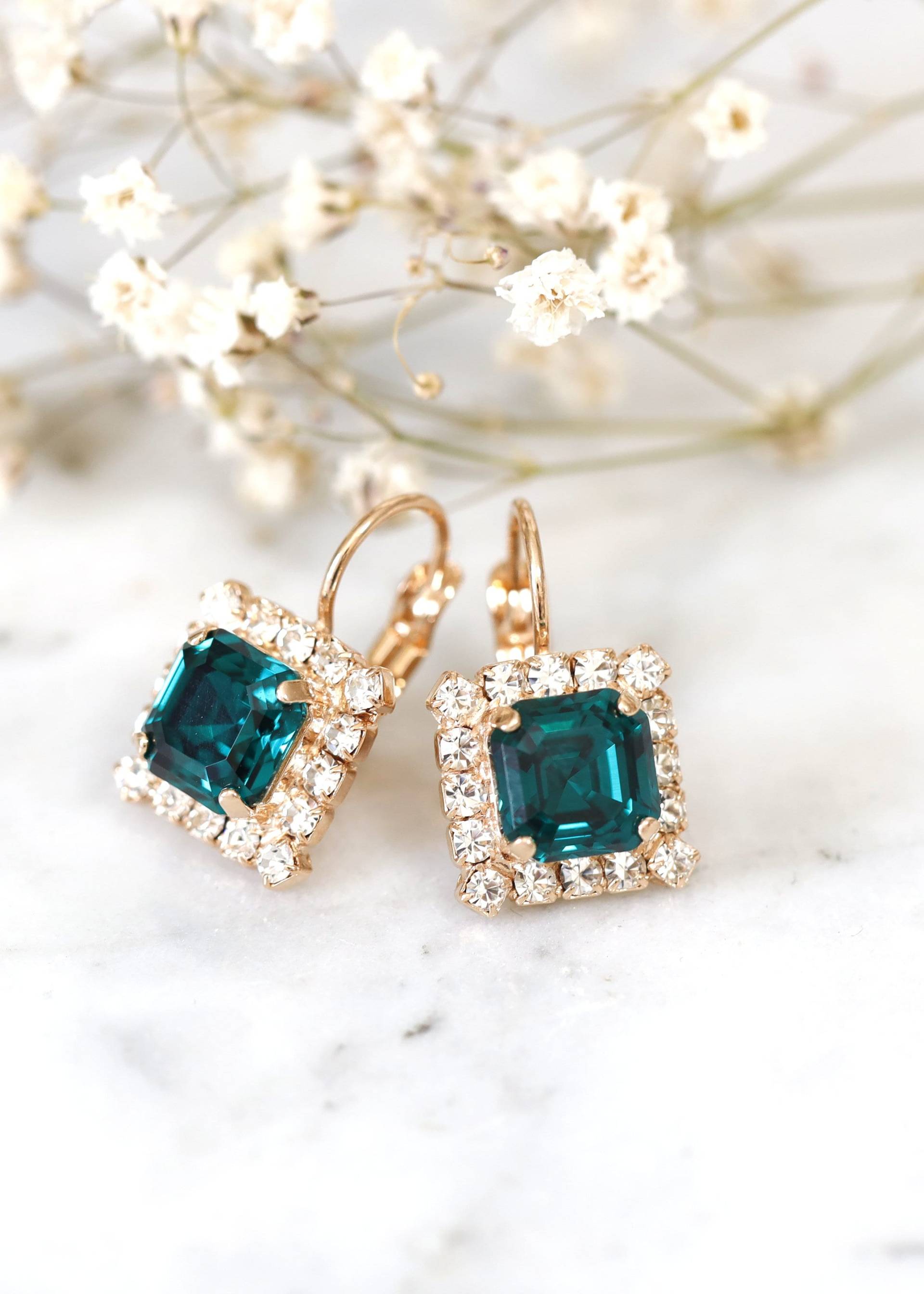 Smaragd Kristall Tropfen Ohrringe, Grüne Braut Brautjungfern Ohrringe von iloniti