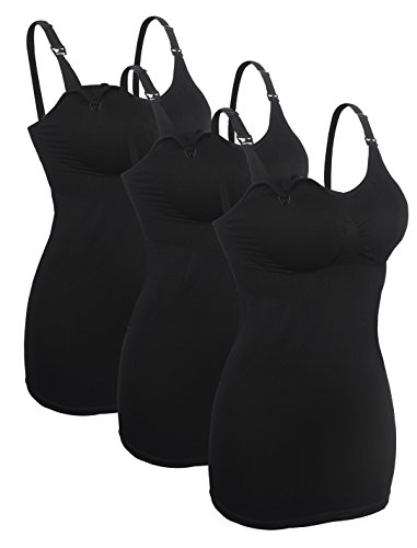 iloveSIA Damen 3X Still Tops ohne Bügel Tanktops Frauen bequemer Still-top Schwangerschafts-top Schwarz,Größe L von iloveSIA
