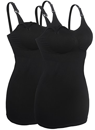 Stilltop 2er Pack Schwangerschaft und Stillzeit Schwarz Still trägertop T Shirt ärmellos Unterhemden L von iloveSIA