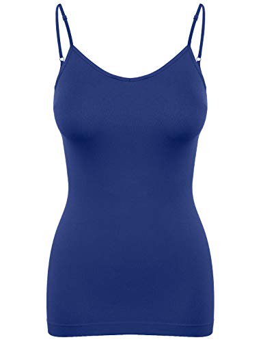 Trägertop Damen Spaghettiträger Tops Unterhemd Tanktop mit verstellbare träger ärmellos Hemd Camisole Blau,DE 44 (Etikette XXL) von iloveSIA