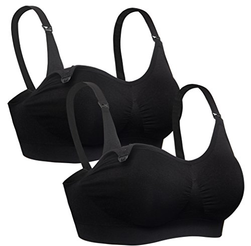 iLoveSIA 2er Still-BHS Damen Schwarz Nursing Bra Bralette mit weichen vorgeformten Cups L von iloveSIA