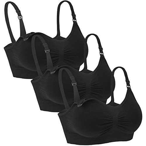 iloveSIA 3pack Still BHS mit Schale Schwarz Unterwäsche Bequem Schwangerschafts-Still-BHS Seamless,S 70BC von iloveSIA