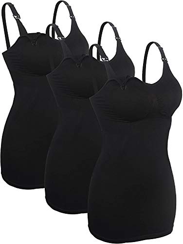 iloveSIA 3X Stilltops Set Stillmode Schwarz Breast Feeding trägertops Nahtlose Unterhemd Cami Behälter Schwarz 2XL von iloveSIA